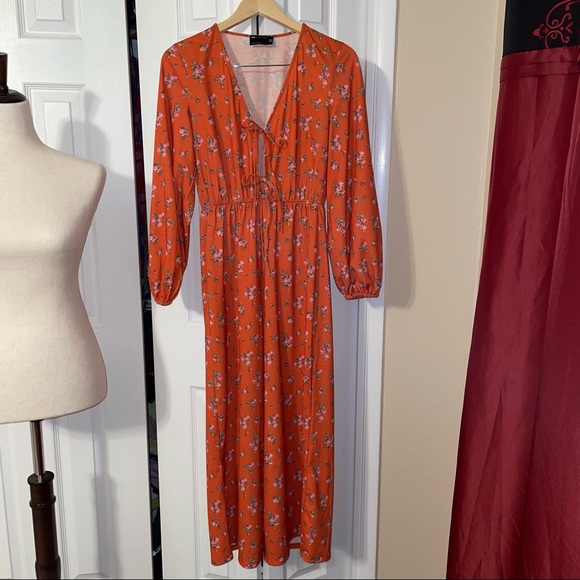 ASOS jumpsuit size 6 orange floral - Picture 3 of 11